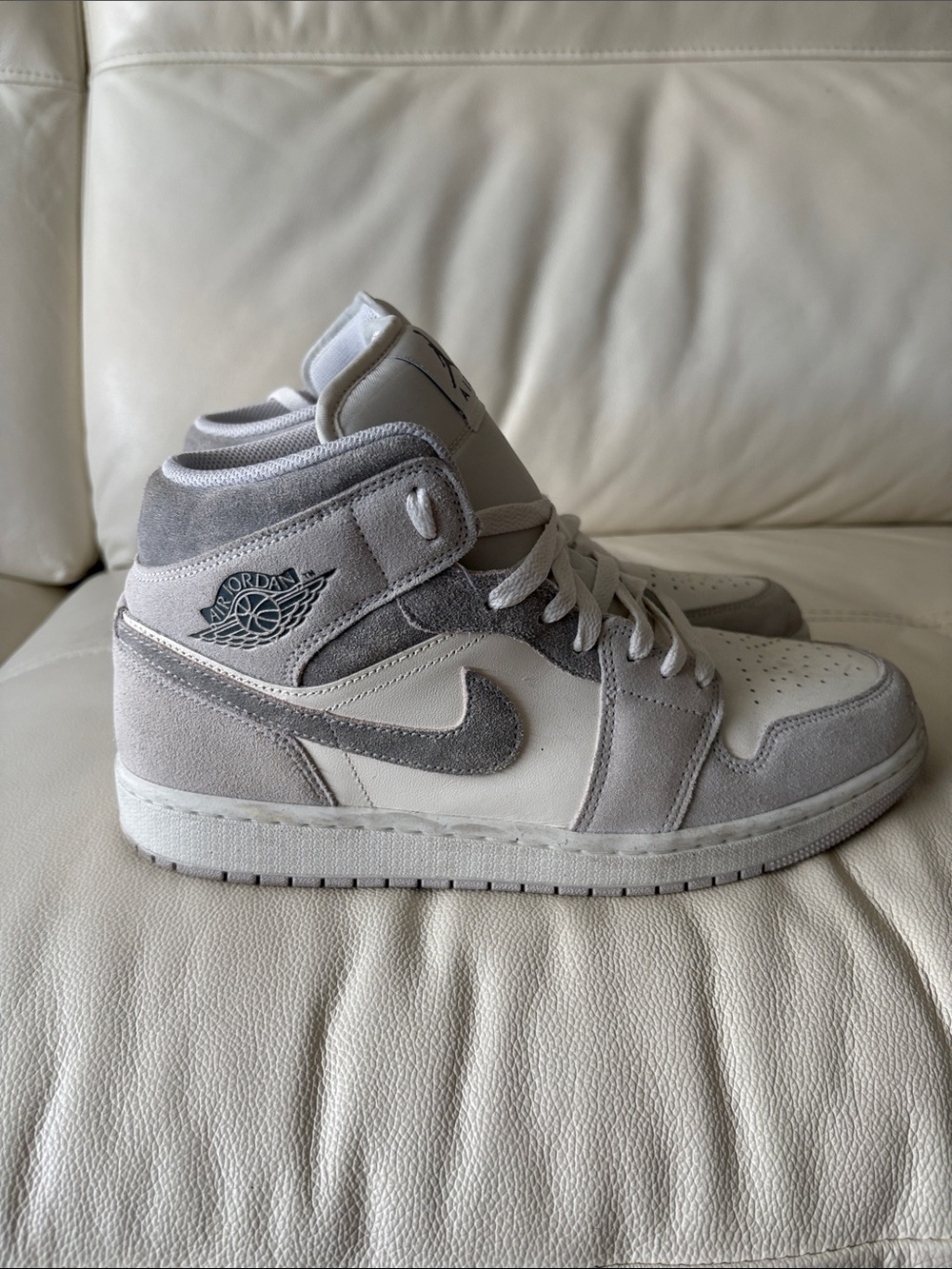 Jordan High-Top Sneakers in White and Light Gray